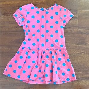Mini Boden Pink Dress with Blue Polka Dots
